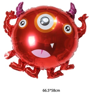 Little Cute Monster Balloon 30 Funny, Silly Monster, Alien, Monster Bash, Monster Decor, Birthday Decor, Sons Birthday Red 4-legged Monster
