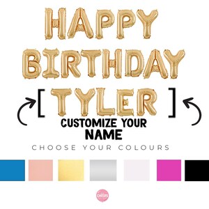 Happy Birthday with Custom Name - 16" letter balloons - create your balloon banner -  foil balloon - letter balloons - party decor