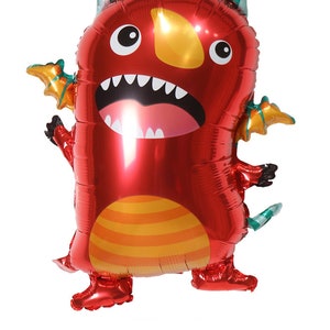 Little Cute Monster Balloon 30 Funny, Silly Monster, Alien, Monster Bash, Monster Decor, Birthday Decor, Sons Birthday Red Winged Monter