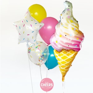 37 &quot;Ice Cream Birthday Bouquet Bunch met Sprinkle Confetti-Happy Birthday, Icecream, chillin&#39;, chillin&#39;, Party Decor, Donut