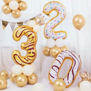 Donut Number Balloon  0-9 number balloons | 32&quot;, Happy Birthday, Party Decor