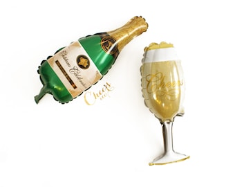 VERKOOP!! PROOST CHAMPAGNE Fles en Glazen Folie Ballon - Party Ballon - Party Decor - Party Props - Verjaardag Decoratie - Verrassing PDecor