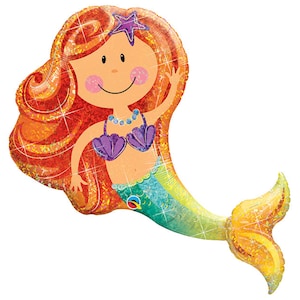 SALE!! Jumbo 38&quot; Mermaid Foil Balloon - Mermaid Themed Party Decor - Cheers Balloons
