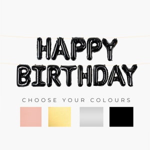 Globos negros de 40 cm con letras de feliz cumpleaños para decoración de fiestas, para niños, novios y esposos, fiestas de caballeros, sorpresa, negros y dorados.