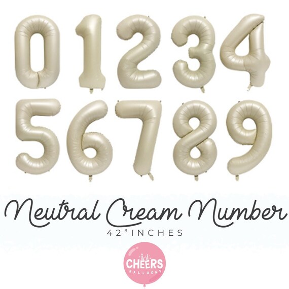 Custom Cream Number Foil 0 9 number balloons 42