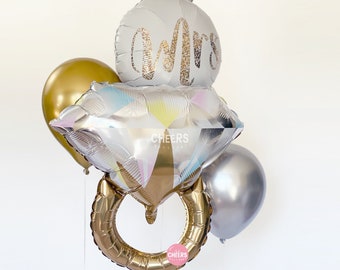 Diamond Ring Balloon Bouquet | Bachelorette balloon, I Do, From Miss to Mrs