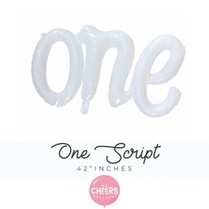 White One Script Balloon 24&quot; Wide Party Balloon - First Birthday, Party Decor,