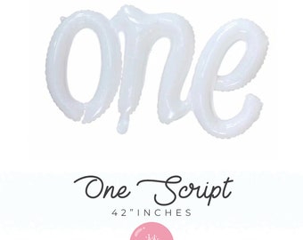White One Script Balloon 24" Wide Party Balloon - First Birthday, Party Decor,