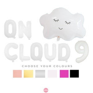 Up onto the Clouds - 16&quot; White Balloons Foil Balloon | Cloud, Moon, Stars, Hearts | 9th Birthday, On Cloud Wine, Smiling Cloud