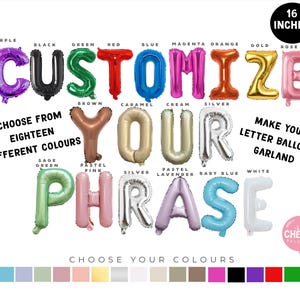 Kies je kleur en woordgroep - letterballonnen van 16 inch - maak je eigen ballonbanner - folieballon - letterballonnen - feestdecoratie