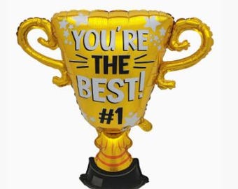 Globo de trofeo de 76 cm // Eres el mejor, Copa para el ganador número 1, Fiesta deportiva, Graduación, Decoración para premios a empleados