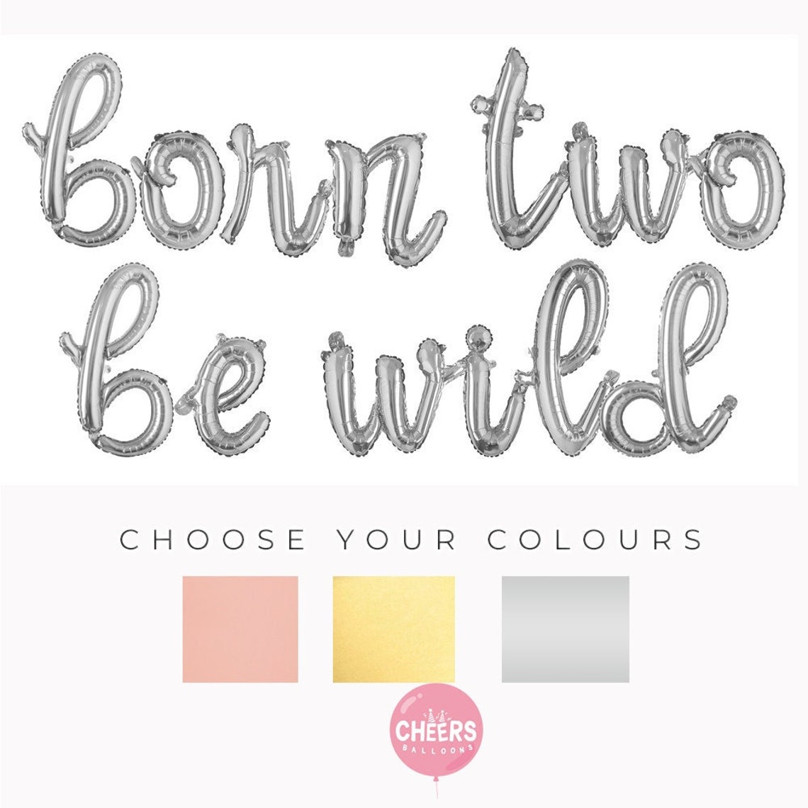 Born Two Be Wild Script Letter Balloons | Cursive, Second Birthday, Two ...