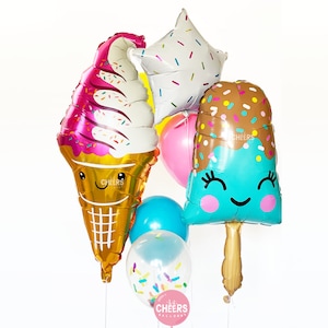Ice Cream Birthday Bouquet Bunch met Sprinkle Confetti -Happy Birthday, Icecream, chillin&#39;, chillin&#39;, Party Decor, Donut