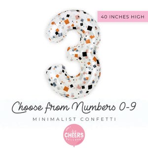 Minimalist Confetti Number Balloon 40 inches ||  Neutral Tones, Subtle Chic, Muted Tones, Party Decor, Birthday, Sleek and Elegant