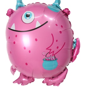 Little Cute Monster Balloon 30 Funny, Silly Monster, Alien, Monster Bash, Monster Decor, Birthday Decor, Sons Birthday Pink Monster