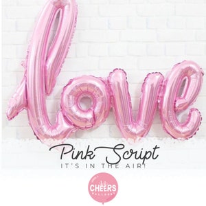 Love script foil balloon Pink 30&quot; || Birthday balloon/Love balloon/Party Decor/Bridal Shower /Engagement/S04