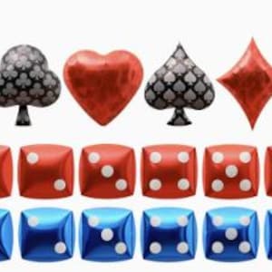 Casino Party Balloon Set || Dice, Playing Card Suits, Vegas Theme, Poker Night, Game Night Decor