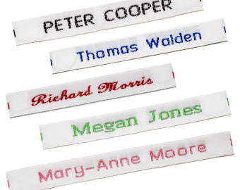 Pre-Cut Woven Sew-on Name Labels: School & Camp Clothing Tags