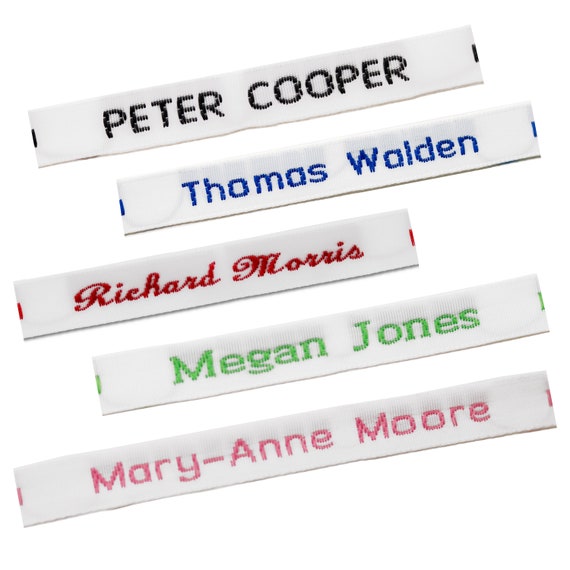 Pre-Cut Woven Sew-on Name Labels: School & Camp Clothing Tags