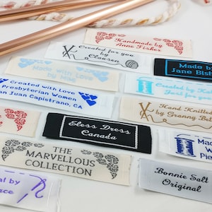 Custom Labels for Handmade Items，Handmade Ribbon Labels Printed  Ribbon，Personalized Sewing Labels Sew on Clothing Labels Handmade (2#,50pcs)