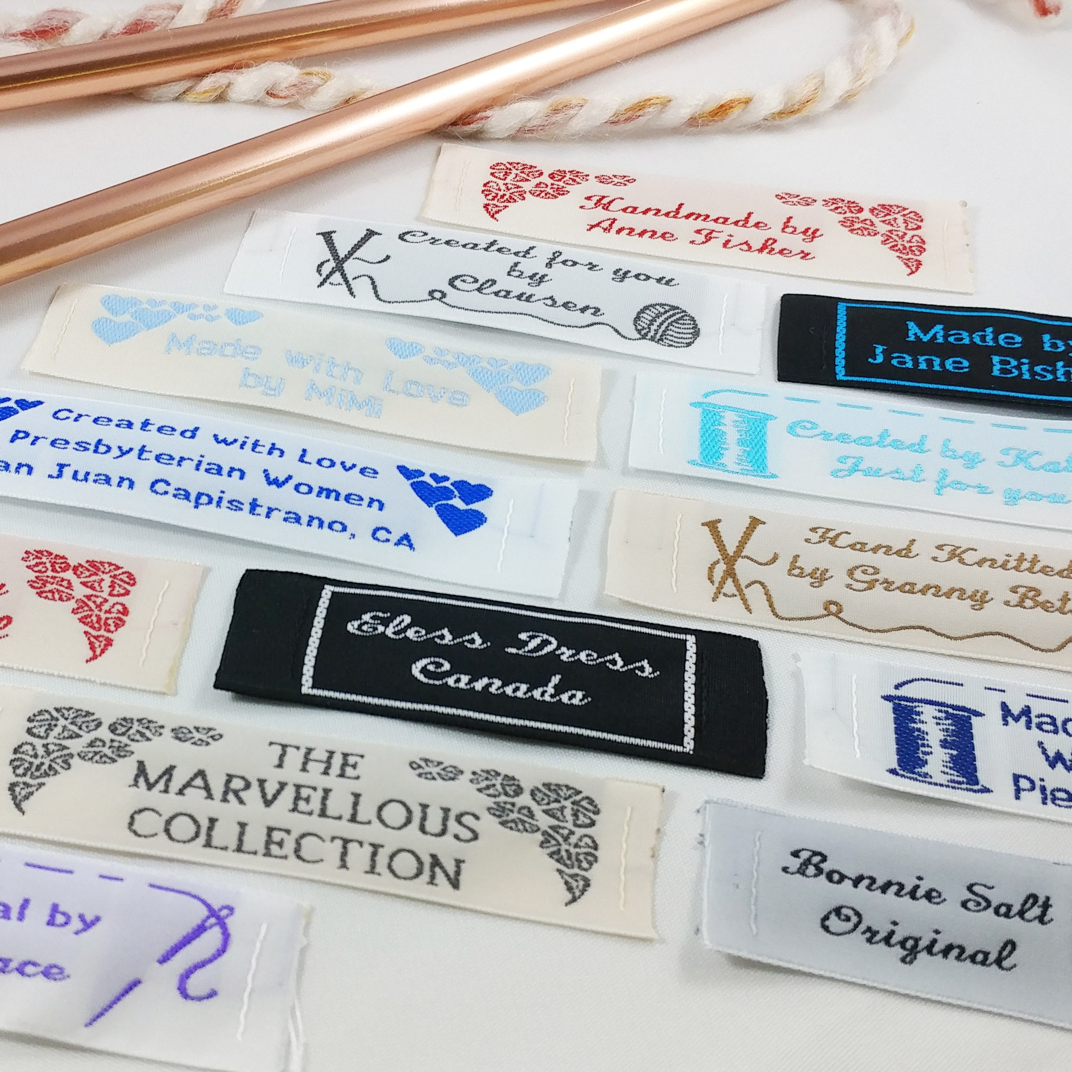 50 Personalized 100% Woven Sewing Labels 1 Wide - Made by Label Weavers