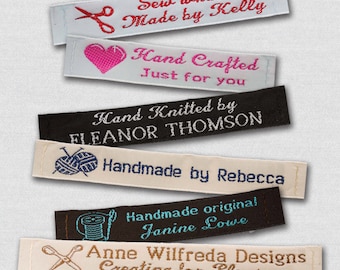 100 Personalized Sewing Labels - 1/2" Wide, 100% Woven!