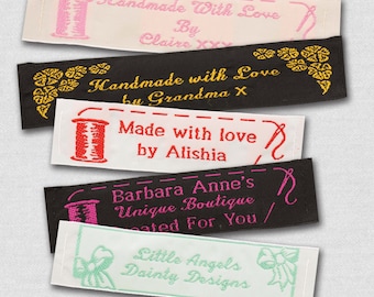 50 Personalized Sewing Labels - 1" Wide, 100% Woven!