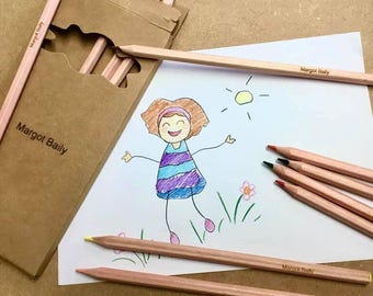 Personalized Wooden Coloring Pencils - Pack of 12