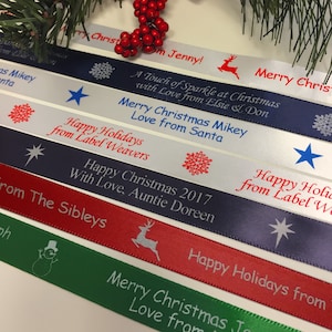Gepersonaliseerde kerstcadeaulint - Bedrukt satijn, volledig op maat