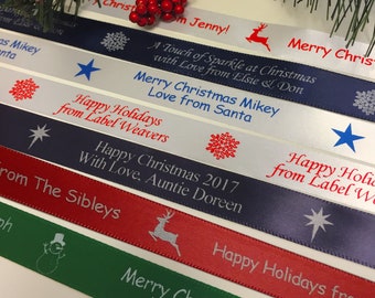 Personalized Christmas Gift Ribbon - Printed Satin, Fully Customized