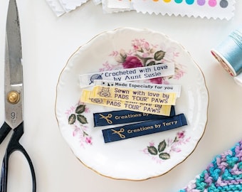 50 Personalized Sewing Labels - 1/2" Wide, 100% Woven!