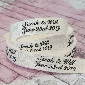 Personalized Cotton Ribbon - Customized and Printed with Your Text for Favors & Gifts