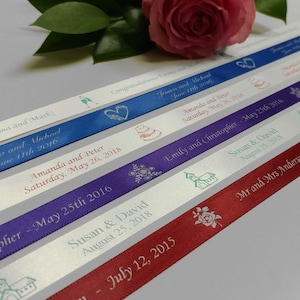 Personalized Satin Ribbon - Customized and Printed with Your Text for Favors & Gifts