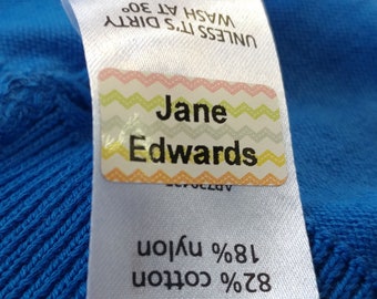 Funky Just Stick Name Labels. No Sew! No Iron! Fun Stick on Labels for Clothes. School Labels and Tags.