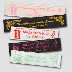 25 Personalized Sewing Labels - 1" Wide, 100% Woven!