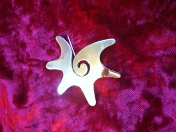 Large Abstract Sterling Silver and Brass Pin - image 1