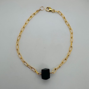 Bracelet azabache rempli d&#39;or avec trombone, bracelet azabache adulte,