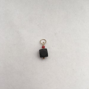 14k yellow solid gold  azabache pendant, azabache and coral pendant
