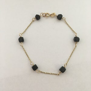 5 inch 14k yellow gold Baby azabache bracelet, baby azabache bracelet