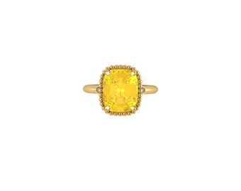 14k yellow gold citrine diamond ring, citrine ring, semi precious stone ring, colored stone engagement ring, colored stone solitaire