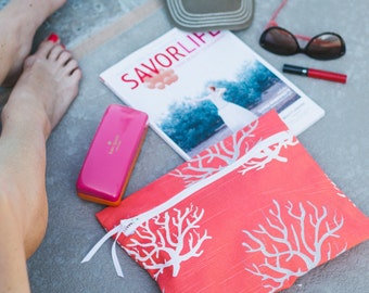Wet Swimsuit Bag - Super Cute with Waterproof Lining - To the Sea Wander Wet Bag in Coral Reef by Wander Wet Bags™ - FREE USA Shipping