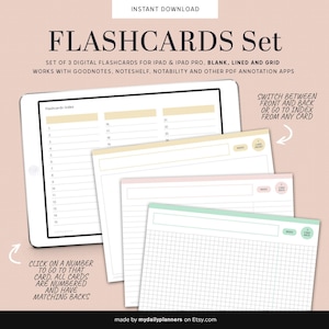 Tarjetas didácticas digitales, set, estudiante / GoodNotes, Notability, Study Notes, para iPad