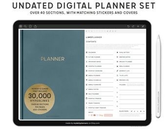 Pianificatore digitale senza data, pianificatore Goodnotes, pianificatore per iPad, notabilità, semplice, minimale