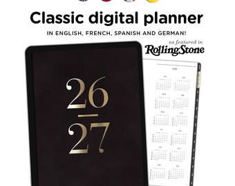 Digital Planner 2026 2027 Goodnotes planner, Samsung Notes, English, Español, Deutsch, Français, iPad Pro, Android Tablet digital planner