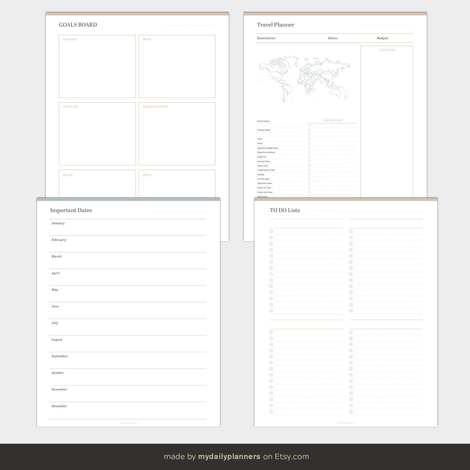 Inserts for Digital Planner | PDF Template for Ipad, Samsung Tab ...