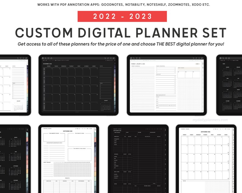 2022 2023 Digital planner for iPad, Goodnotes planner, goodnotes template, best digital planner, digital planners set 