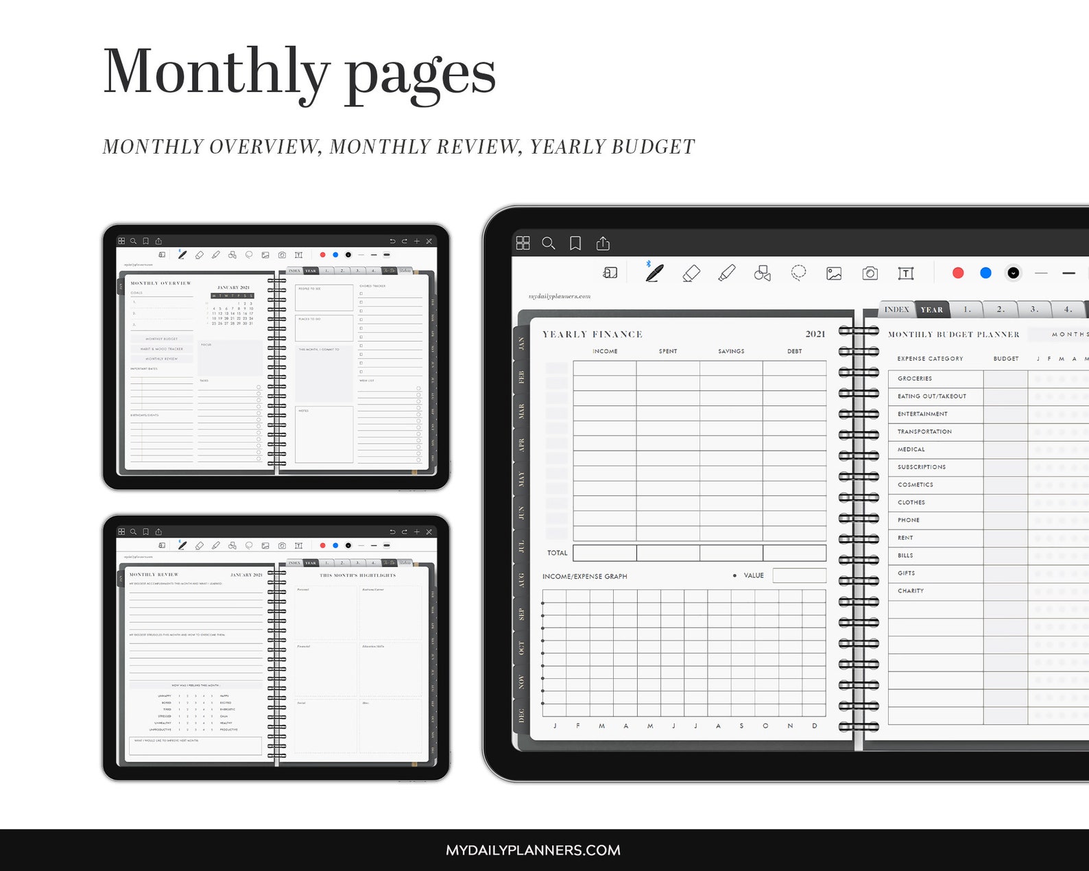 Digital Planner ipad planner Goodnotes template Minimal Etsy