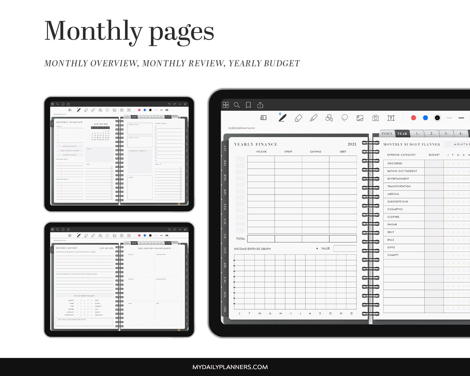 Digital Planner ipad planner Goodnotes template Minimal Etsy