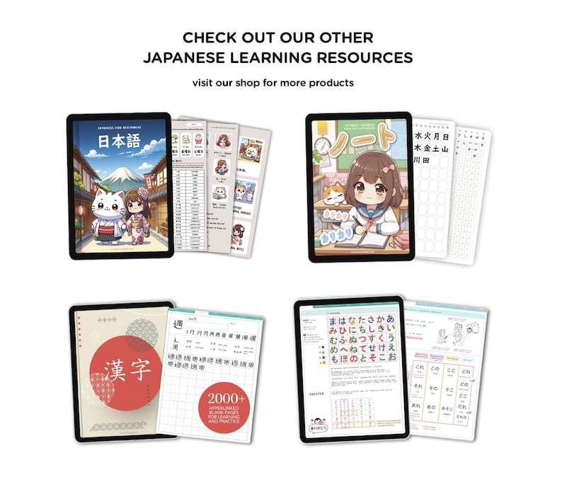 Pode incluir: Quatro recursos diferentes de aprendizagem da l&iacute;ngua japonesa, incluindo um caderno de exerc&iacute;cios com o texto "日本語" na capa, um caderno de exerc&iacute;cios com o texto "漢字" na capa, um caderno de exerc&iacute;cios com o texto "まはなたさかあ みひにちしきい むふぬつすくう めへねてせけえ ●もほのとそこお" na capa e um caderno de exerc&iacute;cios com o texto "ノート" na capa.