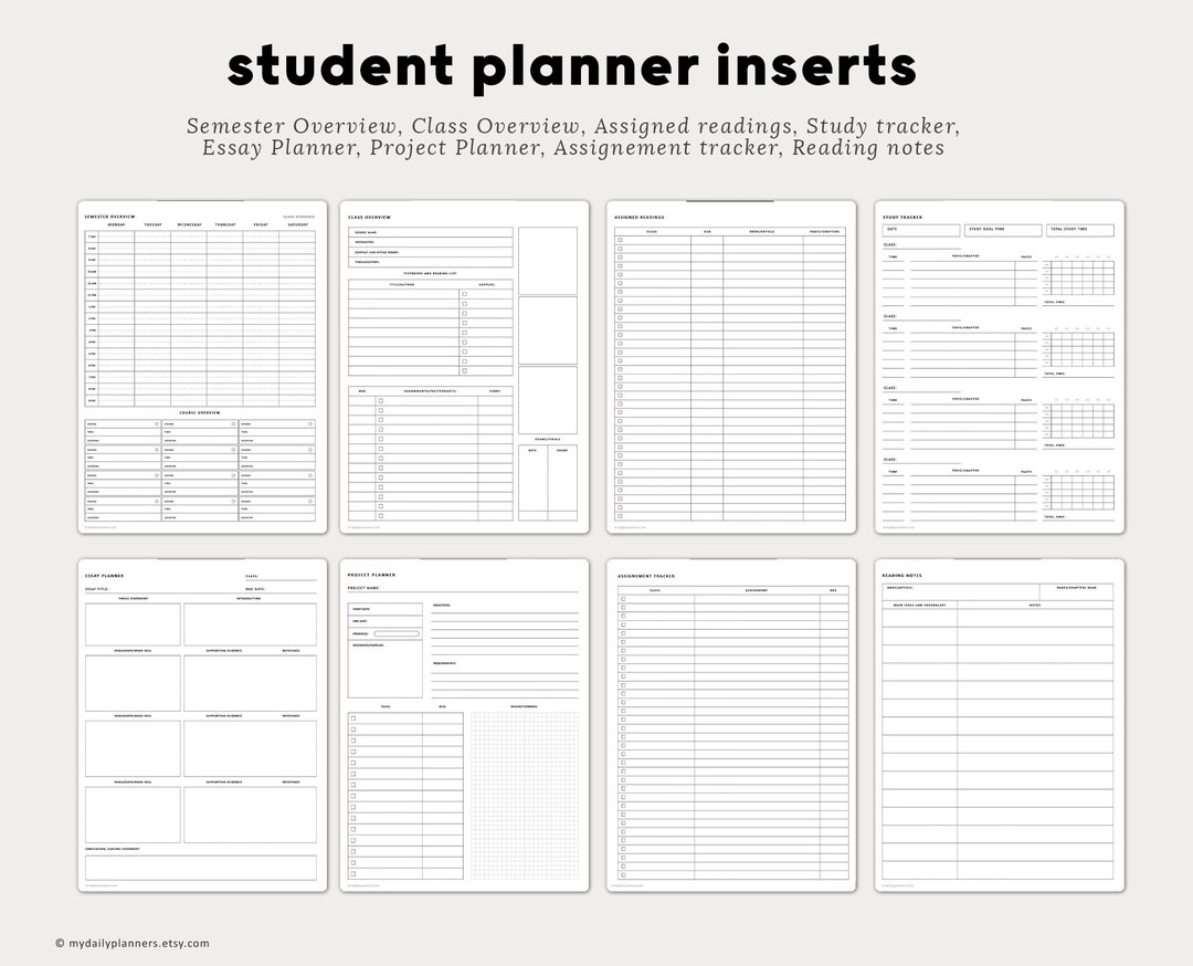 Student Inserts for Digital Planner Etsy